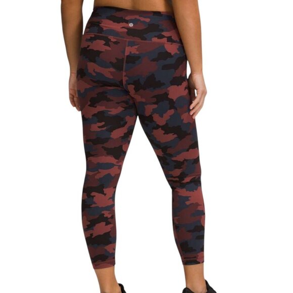 Lululemon Wunder Train High-Rise Tight 25" Camo Activewear Leggings Red/Blue 8 - Picture 1 of 9